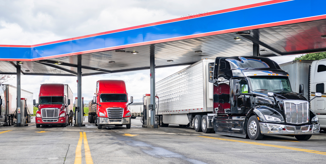 Semi Trucks at a gas station