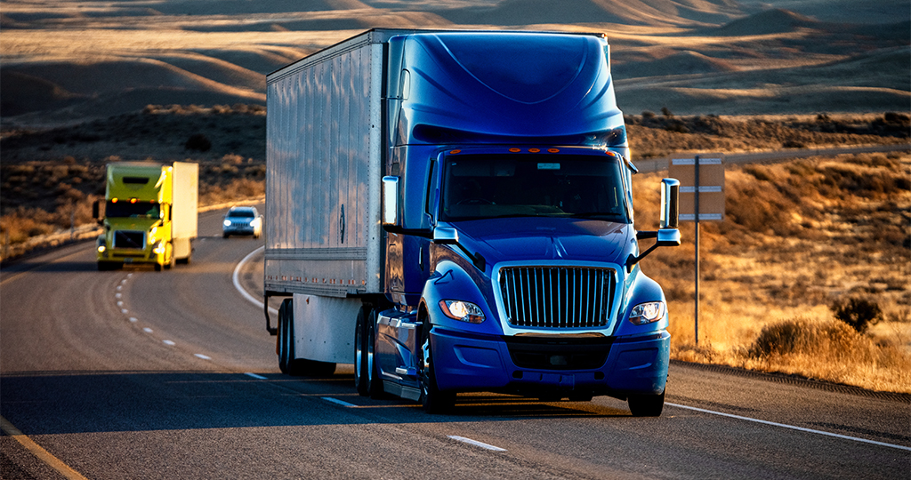 Semi on a country highway